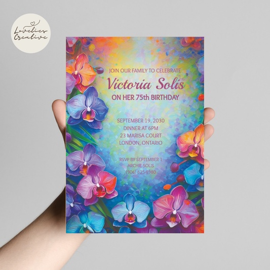 Orchid Invitations for Birthday, Anniversary, Garden Events and More! Instant Download | Digital Invite | Easy-to-Edit