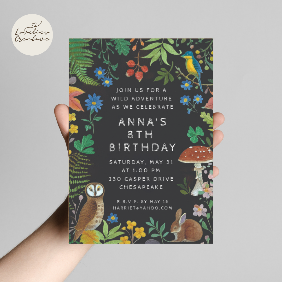 Whimsical Woodland Forest Animals Digital Invitation