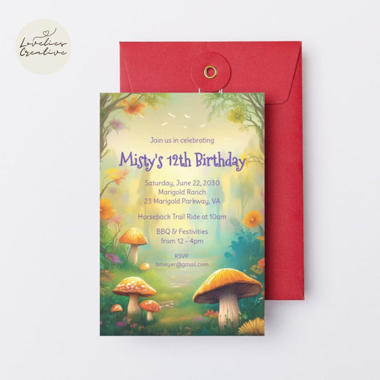 Enchanted Mushroom Forest Invitation for Birthday, Themed Parties and more! Instant Download | Digital Invite | Easy-to-Edit