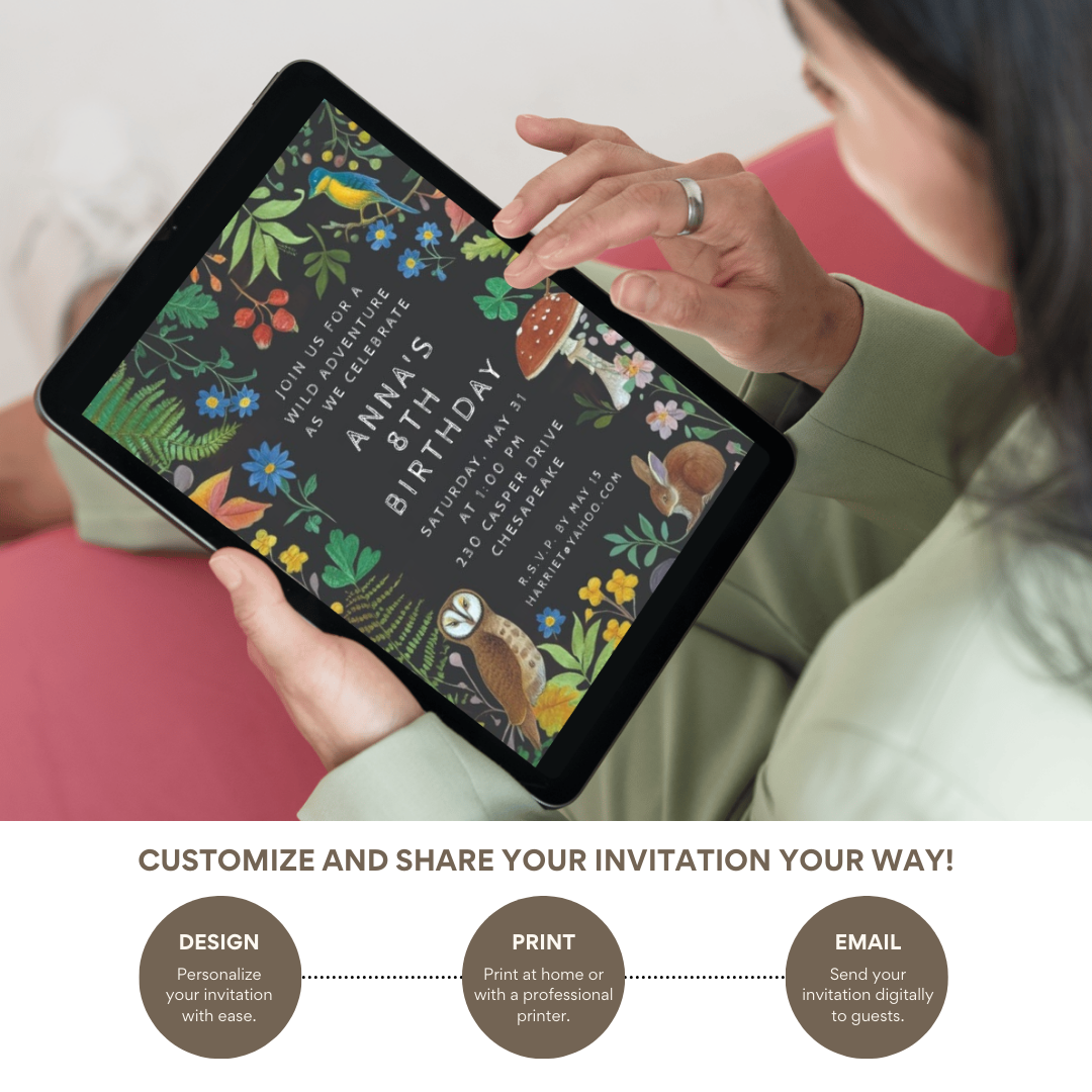 Whimsical Woodland Forest Animals Digital Invitation