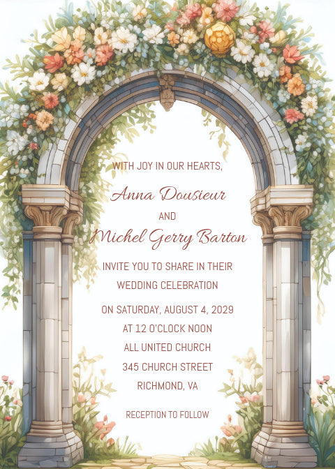 Floral Archway Invitation Template – Editable 5x7" Digital Download for Weddings, Anniversaries, Garden Parties & More