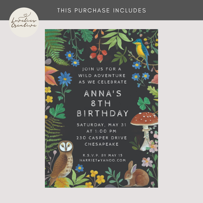 Whimsical Woodland Forest Animals Digital Invitation