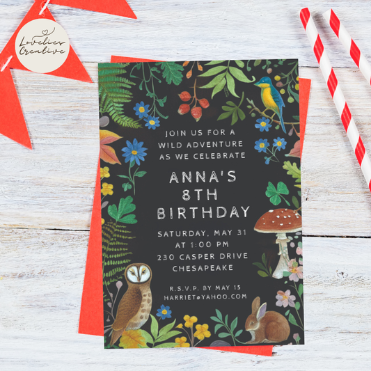 Whimsical Woodland Forest Animals Digital Invitation