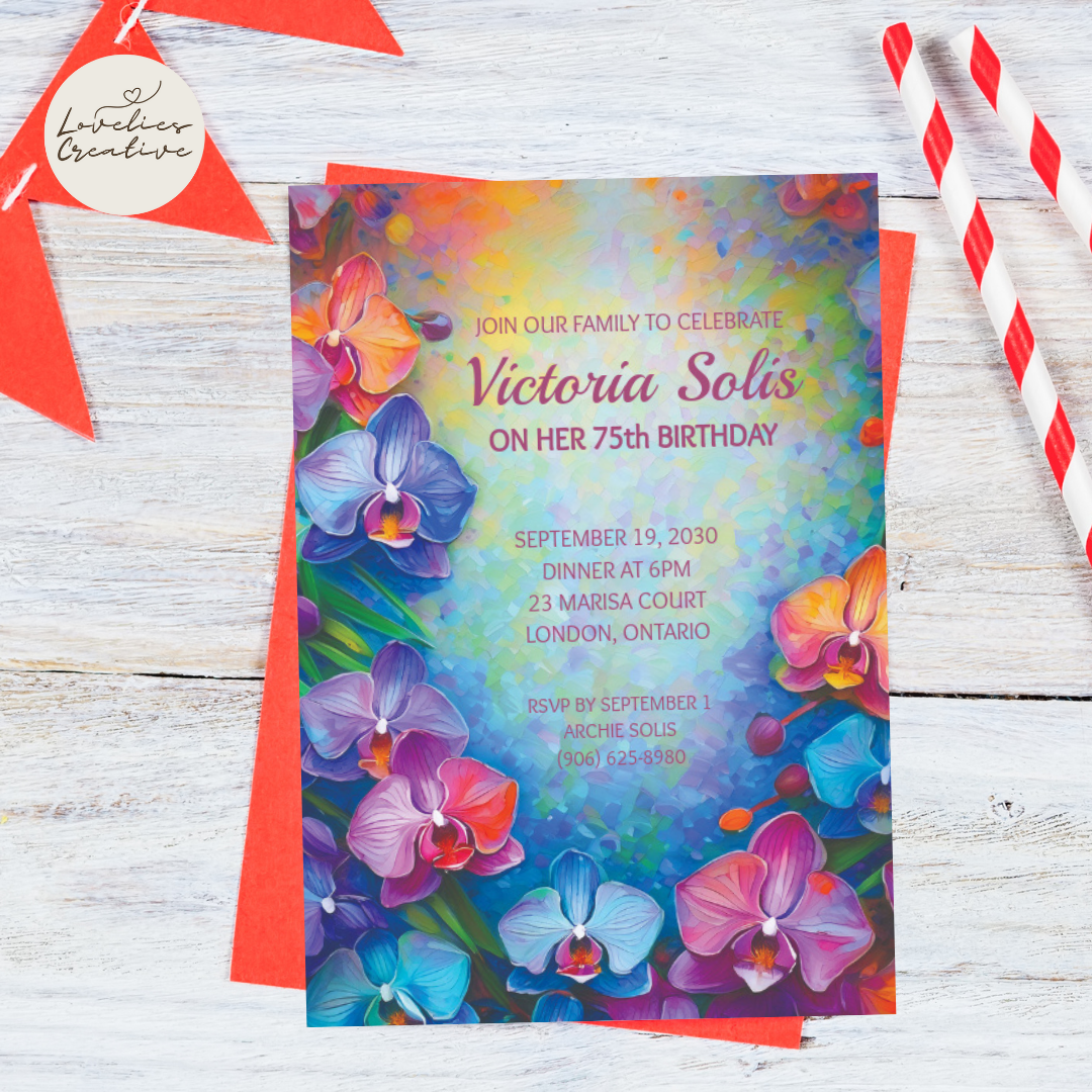 Orchid Invitations for Birthday, Anniversary, Garden Events and More! Instant Download | Digital Invite | Easy-to-Edit