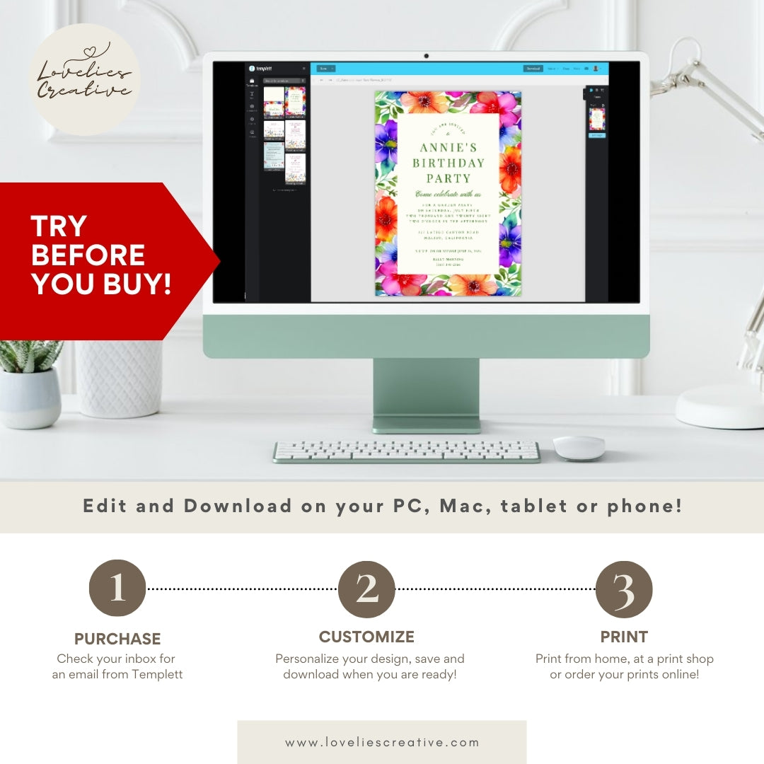 Magnolia Flowers Invitation Template | Weddings, Save the Date, Anniversary, Garden Party | Instant Download | Easy-to-Edit
