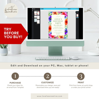 Magnolia Flowers Invitation Template | Weddings, Save the Date, Anniversary, Garden Party | Instant Download | Easy-to-Edit