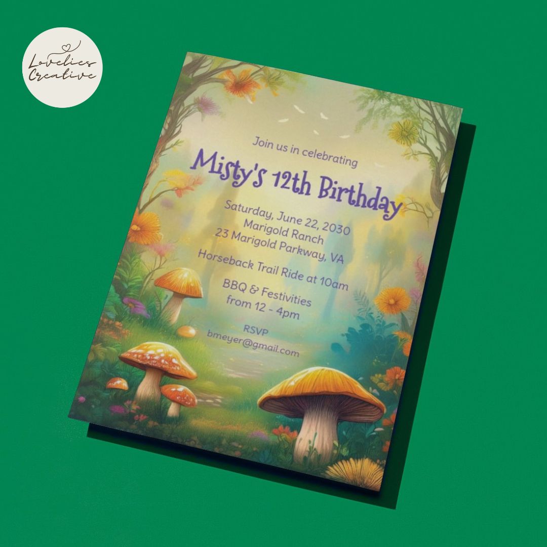 Enchanted Mushroom Forest Invitation for Birthday, Themed Parties and more! Instant Download | Digital Invite | Easy-to-Edit