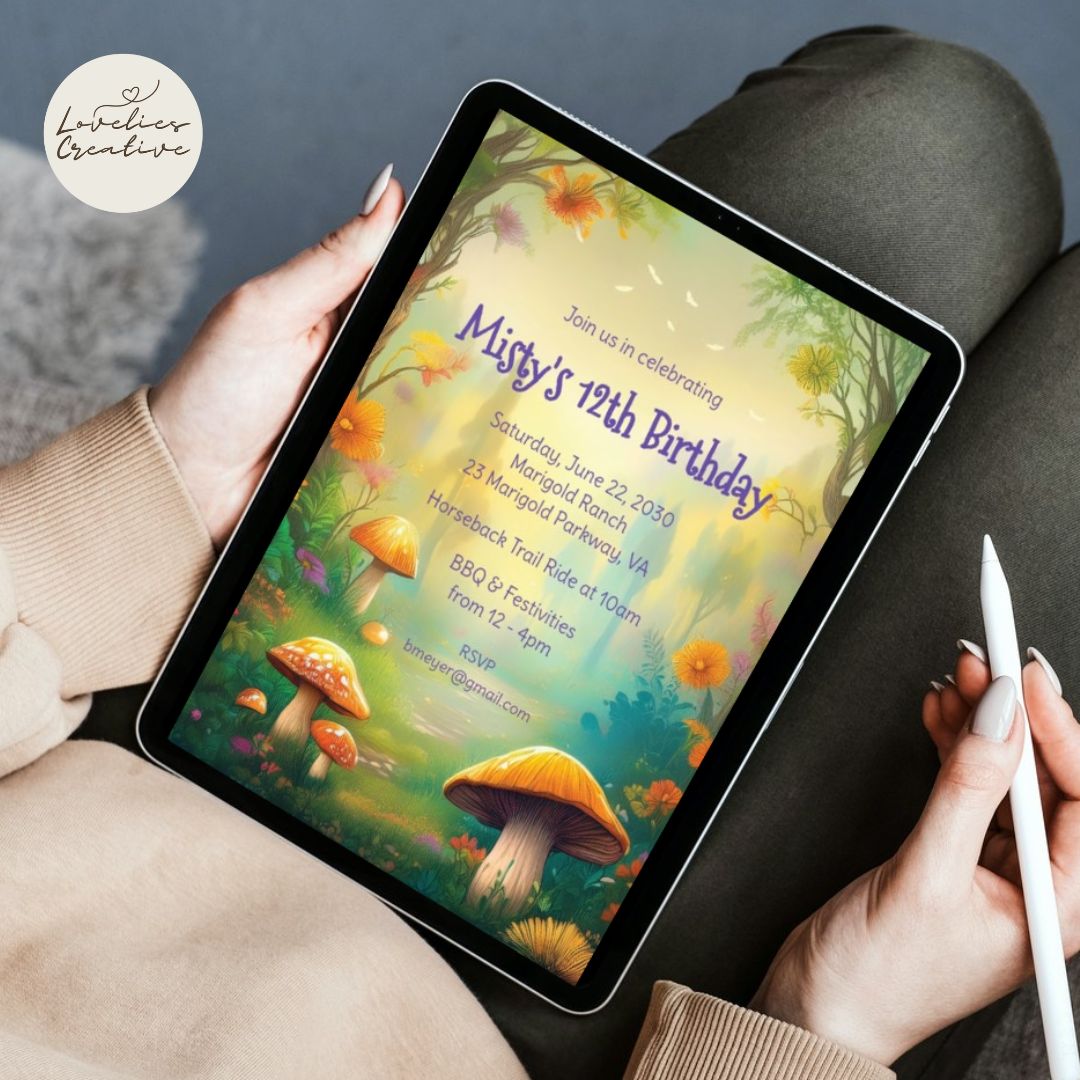 Enchanted Mushroom Forest Invitation for Birthday, Themed Parties and more! Instant Download | Digital Invite | Easy-to-Edit