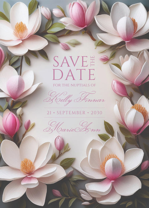 Magnolia Flowers Invitation Template | Weddings, Save the Date, Anniversary, Garden Party | Instant Download | Easy-to-Edit